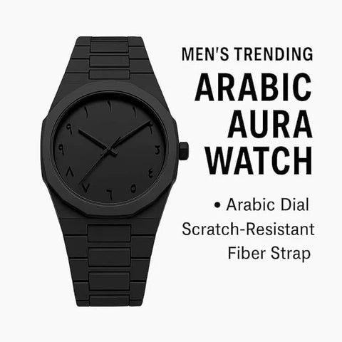 Black Arabic Aura Watch – Minimal Luxury Timepiece with Arabic Numerals