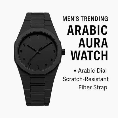 Black Arabic Aura Watch – Minimal Luxury Timepiece with Arabic Numerals