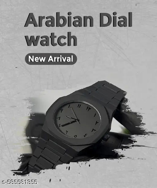 Black Arabic Aura Watch – Minimal Luxury Timepiece with Arabic Numerals